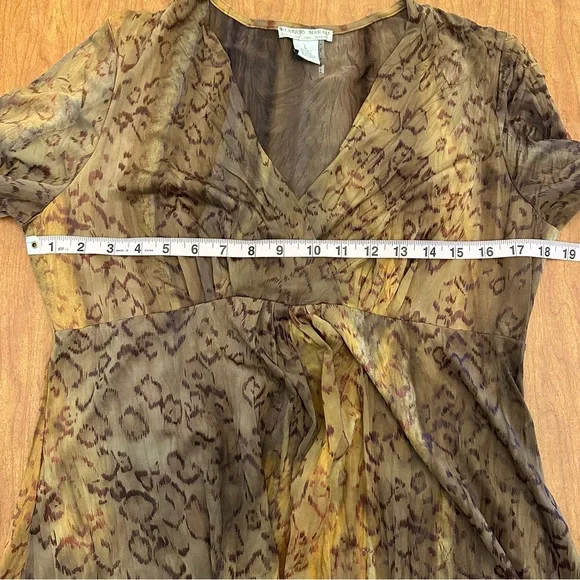 Vintage Alberto Makali Mini Dress Large Brown Cheetah Print Boho Tunic Going Out - Picture 6 of 8